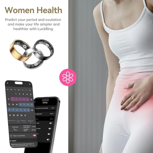 Image of Smart Ring for Women & Men, Fitness Tracker with Heart Rate, Blood Oxygen, Sleep Monitoring, Long-Lasting Battery, IP68 Waterproof (Gold, 9)
