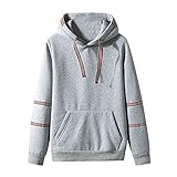 BIISDOST Hoodies mit Kordelzug für Herren, Bluse mit Rundhalsausschnitt, lose Farbe, langärmelige Oberteile Batik Pullover (Grey, XXL)