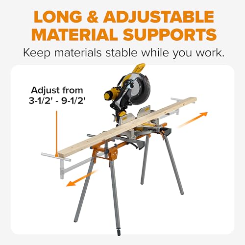Image of BORA Portable Miter Saw Stand 2nd Generation - Quick release Tool Mount - 114 Inches of Material Support - Universal Folding Compound Mitre Saw Stand fits Dewalt, Milwaukee, Ridgid, Bosch Chop Saws PM-4020
