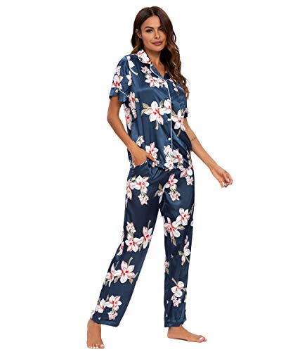 Descubre la mejor manicura y pedicura de LugoPulsa aqui 👈🏼 y pide cita GOSO-Pijama-de-saten-para-Mujer-con-Botones-de-Seda-Floral-Manga-Cortos-y-Pantalones-Ropa-de-Dormir-Conjuntos-Pijama-para-Mujer