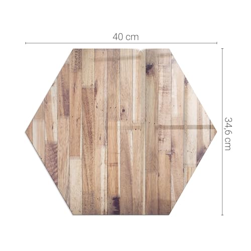 Verre trempé de cheminée 40 cm rectangular imprimé planche en bois