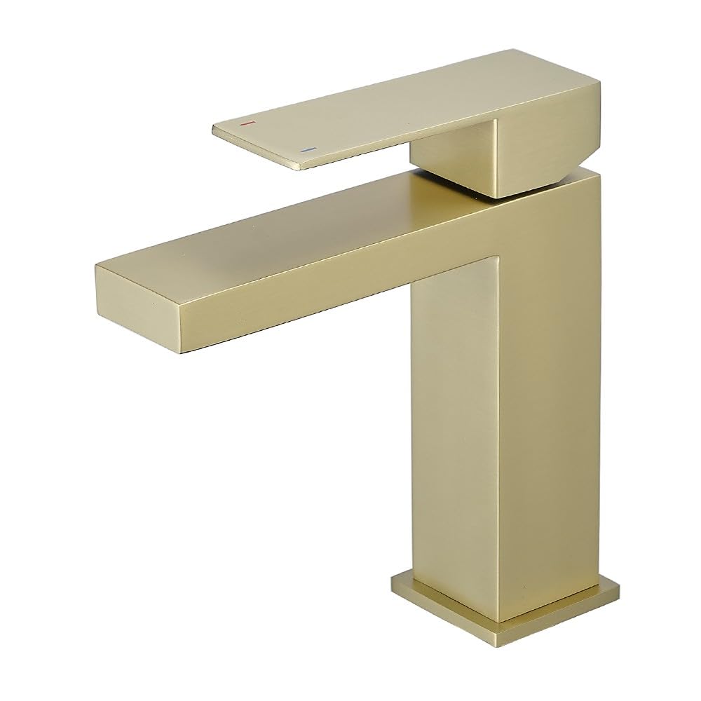 Robinet de lavabo moderne mono doré pour salle de bain tendance