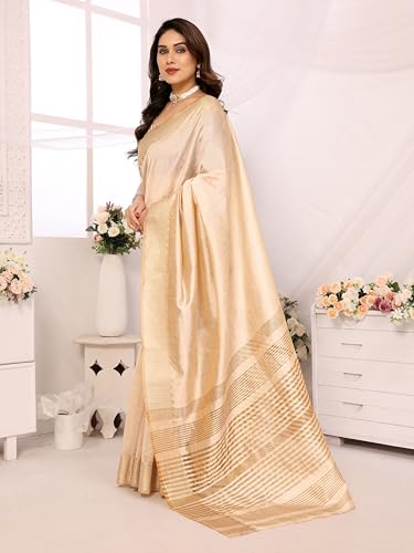 Image of StyleScope Women's Assam Silk Saree Jacquard Bordered With Cotton Blend Unstitched Blouse Piece (Assamm Free Size)