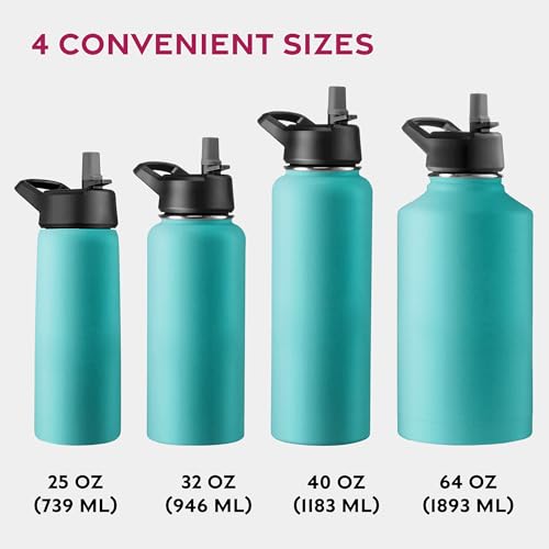 Dreifach isolierte Edelstahl-Wasserflasche mit Strohhalmdeckel - Flip-Top-Deckel - Breiter Mund (750 ML), isolierte Wasserflaschen… – Ansicht 6