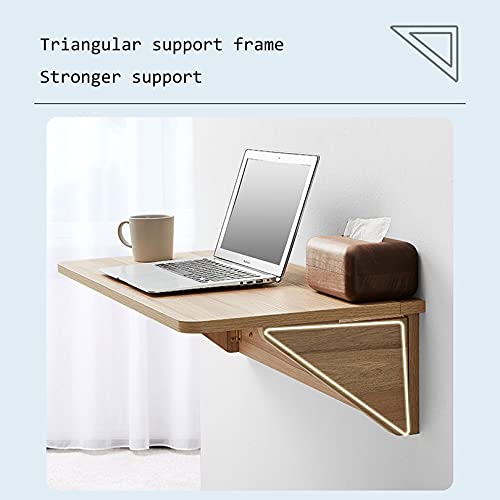 Table pliante murale bureau ordinateur portable bois massif petit espace - 3