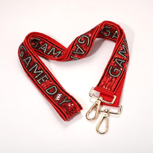 Image of YAHPERN Beaded Purse Straps Game Day Purse Strap Replacement Sequin Crossbody Football Purse Strap for Stadium Clear Bag
