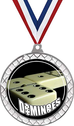 Dominoes White Trellis Medallas Plata 2.5 pulgadas