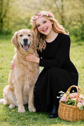 Image of Deerose Girls Maxi Dress Short Sleeve Casual Long Dresses with Pockets 5-14 Years
