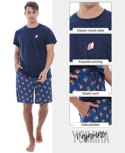 Yoimira Mens Pajamas Set Short Sleeve, Men's Summer Pajamas Short Sets, Mens Sleepwear Pjs Set Lightweight #TOP4