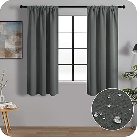 MRTREES Cortinas opacas de cocina gris oscuro de 36 pulgadas Cover