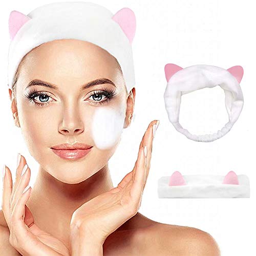 Makeup Headband for Women Girls Hair Band Cat Ears Elastic for Washing Face Shower Spa Yoga Cosmetic