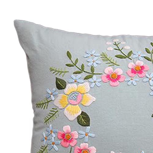 Image of AMLESO DIY Embroidery Covers Kit Cushion Cover Semi-Finished for Living Room Sewing Supplies Adults Beginners Gift, Light Blue