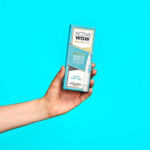 Active Wow 24K Whitening Pen For Teeth - Tooth Whitening Pen, Pen Whitening Teeth, Teeth Stain Remover, Gel Pen, Dental Grade Formula Whitening Pens, Fluoride Free, No Sensitivity, Easy To Use - Mint #TOP4