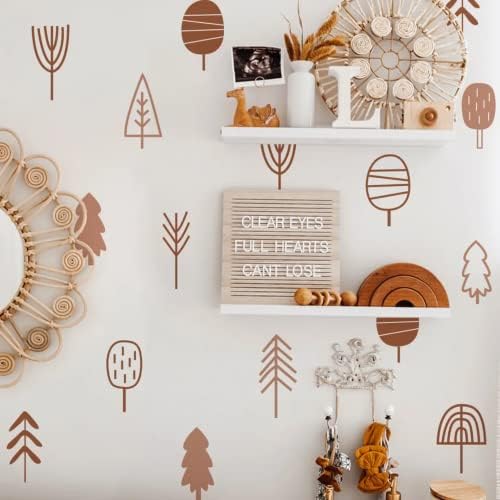Iam Guru Kid Boho Woodland Trees Wall Stickers | Wall Decals for Nursery, Kids Bedroom, Baby Room, Play Room, Kids Room, Furniture | Peel and Stick Cute Wall Stickers | Woodland Forest Trees Wall Decal | Bohemian Floral Art Decor