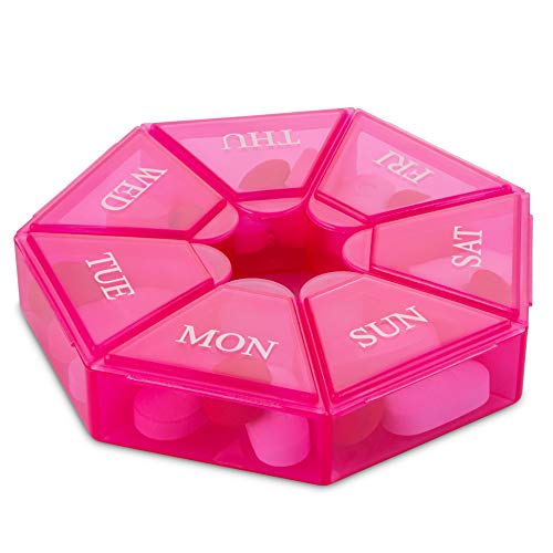 Pill Box, Pill Organizer, Pill Case, Pill Container, Weekly Pill Organizer, Pill Holder, Pill Box 7 Day, Pill Dispenser, Portable Small for Pocket or Travel - Pills Medication & Vitamins Holder