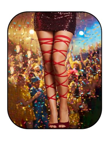 Flayem Bein Strumpfband Elastische 2 Straps Punk Rock Set String für Damen Cosplay Party (Rot)