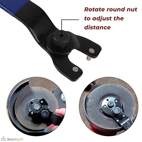 Upgraded Sewa20 Adjustable Lock-Nut Grinder Wrench By Seentech- Compatible With Makita Bosch Milwaukee Angle Grinder Power Tools - Range Of 0.5 To 1.25 Inches, 7.45 Length X 1.5 Width Inches #TOP2
