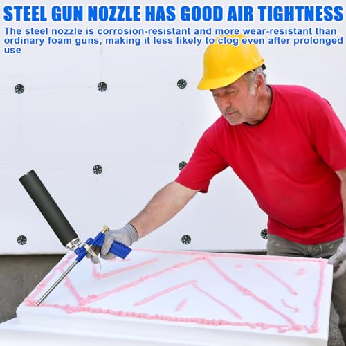 Asfrode 3 Stück Schaumpistole, Profi-Dosierpistole mit Kunststoffgriff PU Pistolenschaum aus Metall Bauschaum Pistole für Profi Heimwerker zum Abdichten Füllen Abdichten (Blau)