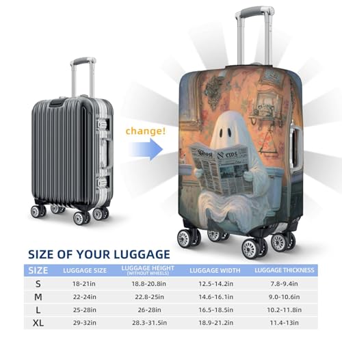 Bathroom Ghost Reading Newspape Elastic Travel Luggage Covers Dustproof Scratch-Resistant Suitcase Protector Fit 22-24 Inch4