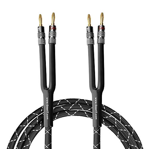 GearIT 14AWG Premium Heavy Duty Braided Speaker Wire (6 Feet) with Dual Gold