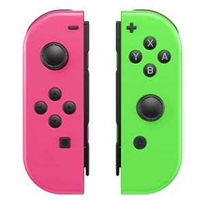 FFSTARYM Compatible with Nintendo Switch Controller, Left/Right Joypad for Switch/Lite/OLED, with/Dual Vibration/Motion/Wake-up/Screenshot (Pink-Green)