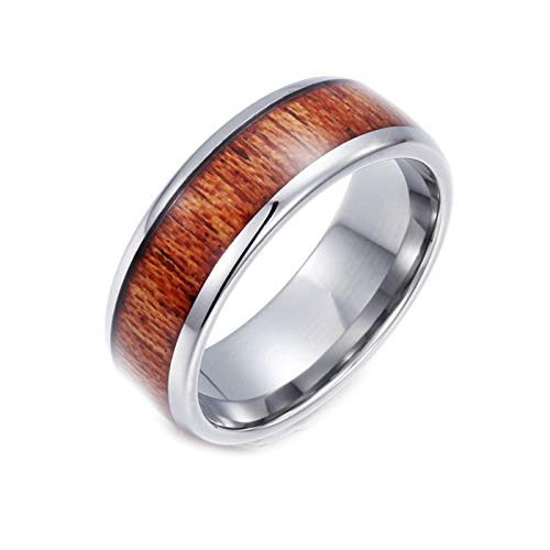 Bague homme tungstène bois incrusté 8MM punk le cadeau idéal au style unique