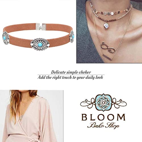 Olbye Bohemia Turquoise Choker Necklace Leather Choker Jewelry Suede Necklace For Women And Girls Boho Style #TOP4