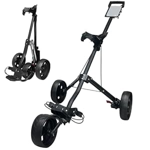 WBM Push-Pull Golf Cart, 3 Wheels Smooth and Lightweight Aluminum Folding Golf Bag Cart