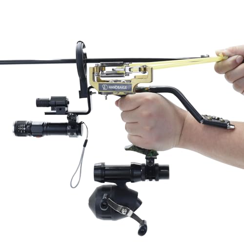 HANDBAIGE Fishing Slingshot Kit High Velocity Hunting Slingshot for Adults Archery Wrist Sling Bow Sling Shots with Fishing Reel Rubber Bands Arrow Brush