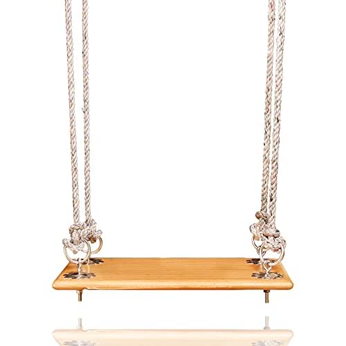 Shy Shy Wooden Rectangular HammockSwing with 40 feet Rope and Complete Accessories for Indoor-Outdoor | Living Room | Balcony | Garden