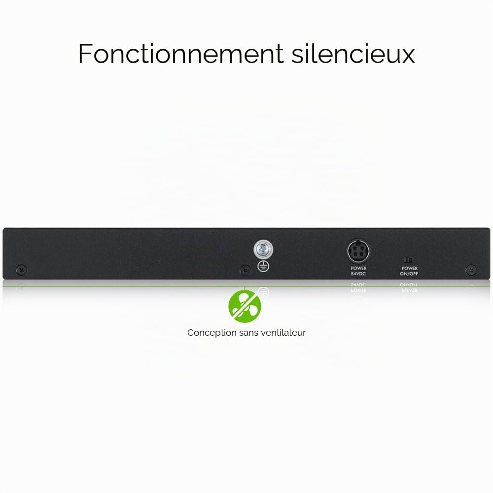 Zyxel Switch 8 ports Gigabit PoE | Gestion intelligente | Montage sur bureau, sur mur et sans ventilateur | 8 ports PoE+ avec une puissance de 70 Watts | |VLAN, IGMP, QoS| Garantie à vie [GS1900-8HP]