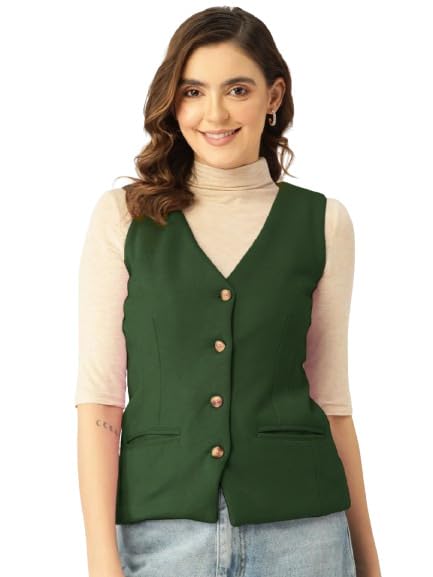 Women Solid Sleeveless Tailored Jacket-picture-37