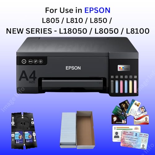 Image of ImageInfo PVC ID Card Super White for Epson Direct ID Card EcoTank L8050 | L18050 | New L8100 Printers - 230 Cards with Premium Inkjet Coated PVC Media.