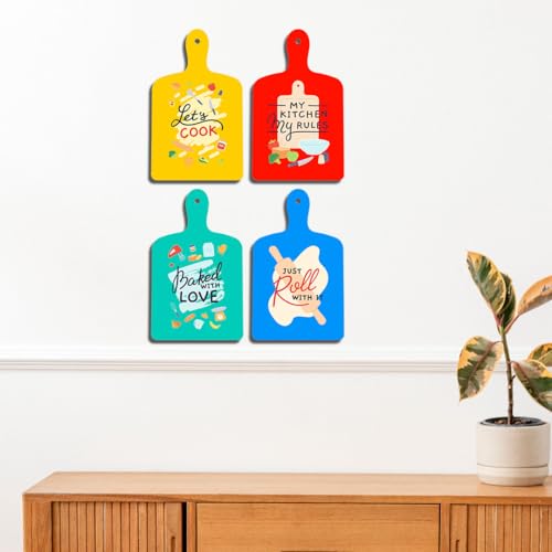Image of Decor Smart Let's Cook My Kitchen My Rules Baked With Love Wooden Wall Decor Set | Kitchen Art for Home Decor | Decorative Modern Handcrafted Artwork | MDF Wall Sign Art for Decoration (DWA 5607)