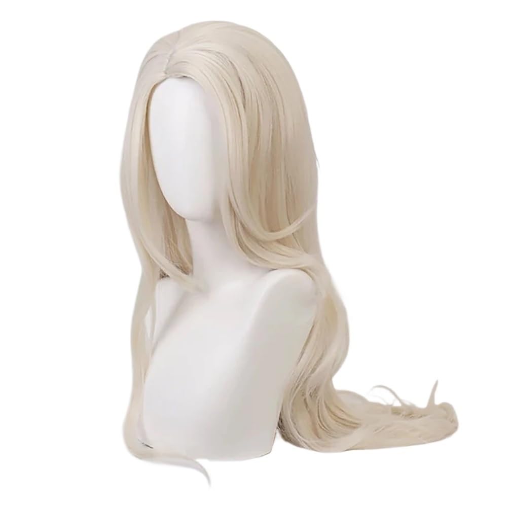 Blonde Lace-Front-Perücken for Frauen, lange, lockige, gewellte Mittelteil-Perücke aus Natursynthetik for den täglichen Gebrauch