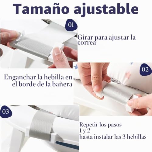 Miniatura 4 de Cuemoon Cojín De Baño Para Bebé, Reductor De Bañera Para Bebé, Soporte Para Bañera Universal, Colchón Antideslizante