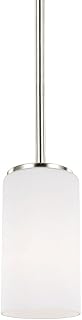 Generation Lighting 6124601EN3-962 Alturas One Light Mini Pendant with Etched White Inside Glass Shade, Brushed Nickel Finish, 100 Total Watts, 7.188 Inch Height