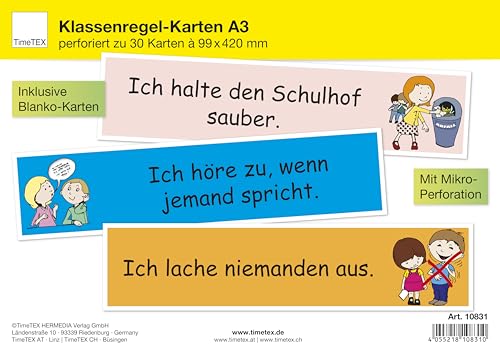 TimeTEX Klassenregel-Karten, 30-tlg. | Verhaltensregeln für Kinder