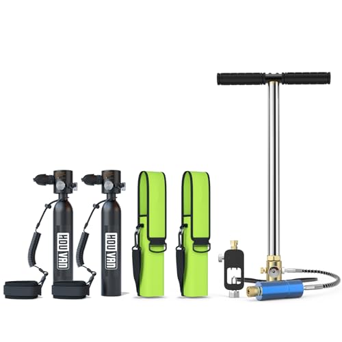 HOUVAN Mini Scuba Tank 0.5L Diving Tank with DOT Certification Recyclable Lung Tank Support 5-10 Minutes Backup Diving Air Tank Suit Pony Bottle for Underwater Exploration Rescue/Entertainment,D-BK