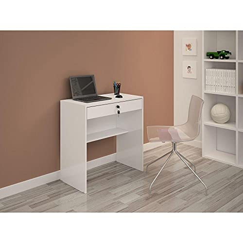 Escrivaninha Andorinha com Gaveta e Chaves - Branco