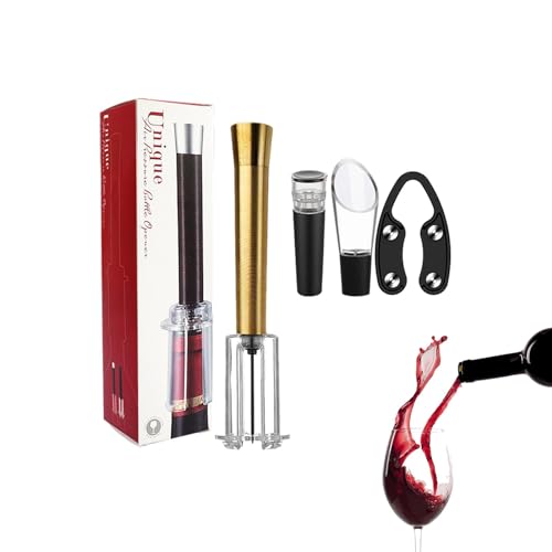Krmoau Juego de abridor de vino tinto, juego de abridor de botellas - Kit de abridor de botellas con tapón de vacío - Abridor de botellas de vino manual, kit de apertura de botellas resistente para,