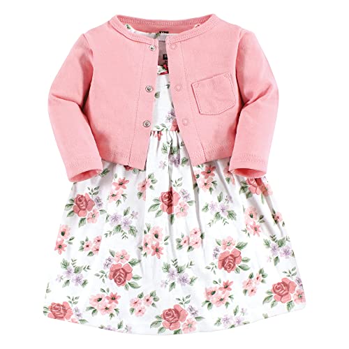 Image of Hudson Baby Girls' Cotton Dress and Cardigan Set