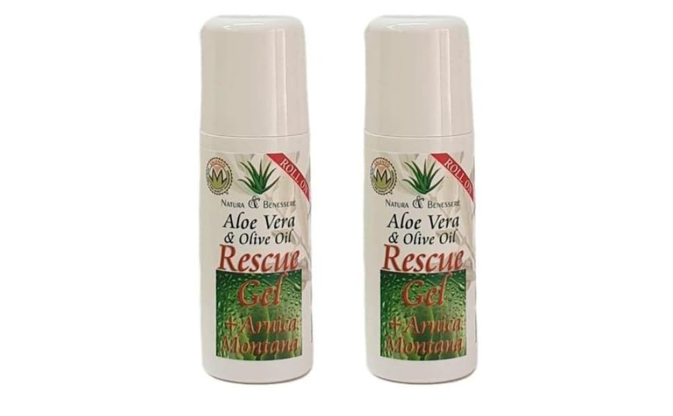 Roll On ResCue Gel Aloe Vera arnica Montana Con Efecto Inmediato Del Alivio Del Dolor Articulaciónes, Antinflamatorio, Cervicales Masaje Practico de Aplicar Alivia Tus Dolores Pack 2 Unidades