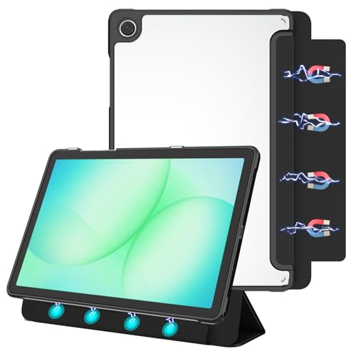 E NET-CASE Detachable Magnetic Case for Samsung Galaxy Tab A11 Plus 2025/ A9 Plus 2023 11 Inch (SM-X236B/SM-X210/X215/X216),Clear Back Scratch-Proof丨Easy to Detach & Attach丨Auto Sleep/Wake (Black)