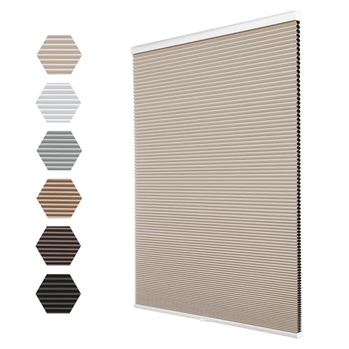 Image of Changshade Blackout Cordless Cellular Shades for Windows,Honeycomb Blinds with Thermal Insulation,UV Protection,Child Safe,Privacy Light Control,Easy to Install,36" w x 72" h,Beige