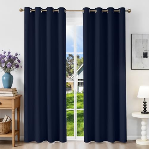 Runyéla Verdunklungsvorhänge mit Ösen Gardinen 2er Set, Vorhänge Blickdicht Thermovorhang Hitzeschutz, Ösenvorhang Thermogardine für Schlafzimmer Wohnzimmer Blackout Curtain