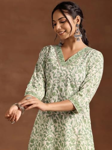 Image of New Cotton Leaf Printed Casual Straight Kurta for Women | Women Formal Kurti