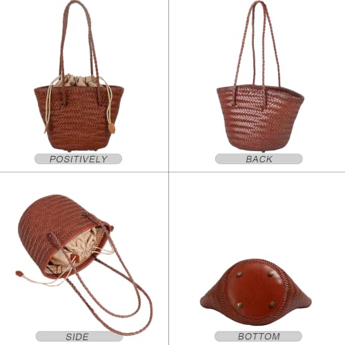 Image of Woven Tote Bag For Women, Fashion Crossbody Shoulder Bag, Casual Top-handle Handbags, and Travel Purses Phone Bag