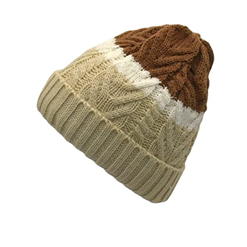 YCBMINGCAN Strickmütze Damen Baumwolle Frauen Männer gestrickte Wintermode Sport Farbe Hüte Haarballen warmes in Skimütze Trim Hut warme Mütze Kostüm Damen (Beige, One...
