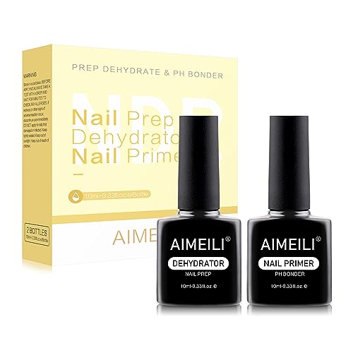 AIMEILI Nail Prep Bond Primer Quick Dry Nail Dehydrator, Hema Free, Cruelty Free, Vegan, Gel Foundation Bonding for Nail Tips Acrylic Powder Builder Nail Gel